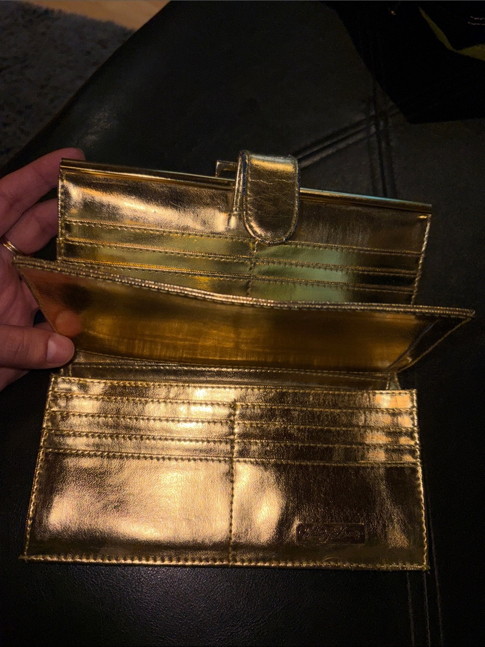 Whiting & Davis Gold Metallic Mesh Wallet